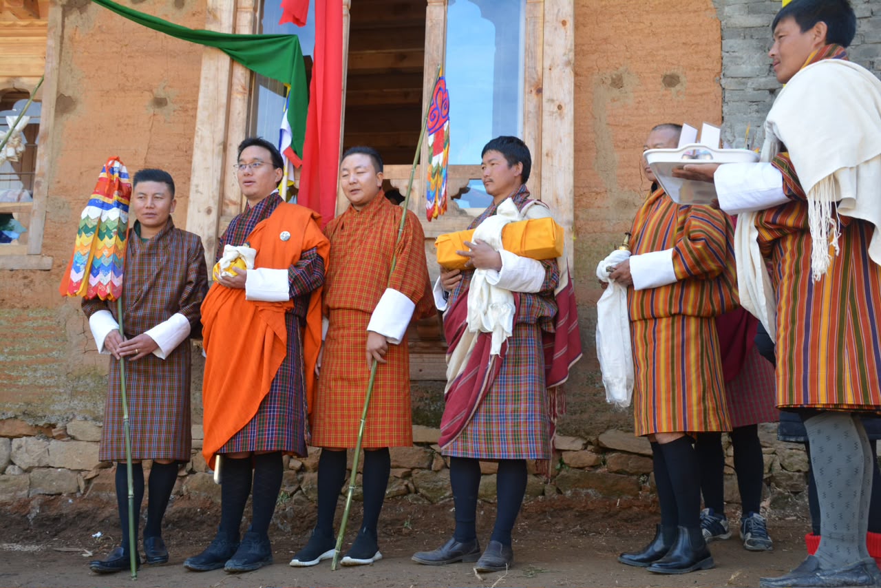 Bhutanese locals in traditional dress